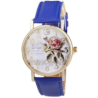 orologio donna Горещи продавани кожени ръчни часовници Ново пристигане Часовници с шарка на роза за жени Подарък Моден ежедневен студентски часовник