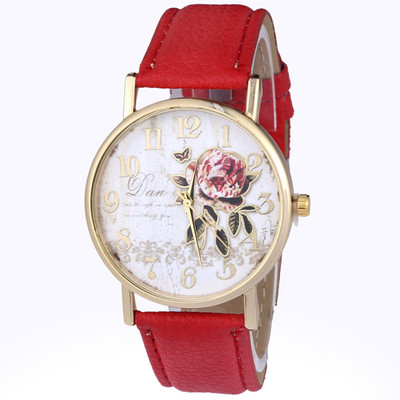orologio donna Горещи продавани кожени ръчни часовници Ново пристигане Часовници с шарка на роза за жени Подарък Моден ежедневен студентски часовник