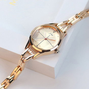 Πολυτελές ρολόι βραχιόλι για γυναίκες Κομψά ροζ χρυσό γυναικεία ρολόγια χειρός Rhinestone Απλή μόδα Γυναικείο Quartz relogio feminino