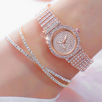 3PCS Fashion Diamond Ρολόι Γυναικείο Πολυτελές Crystal Rose Gold Quartz Ρολόι Ρολόι χειρός Αναλογικό Φόρεμα Γυναικείο Ρολόι Γυναικείο Reloj