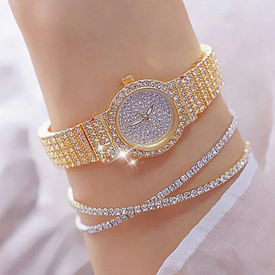 3PCS Fashion Diamond Ρολόι Γυναικείο Πολυτελές Crystal Rose Gold Quartz Ρολόι Ρολόι χειρός Αναλογικό Φόρεμα Γυναικείο Ρολόι Γυναικείο Reloj