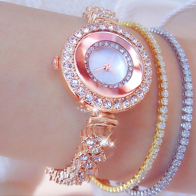 3 gab. Modes dimanta pulkstenis sievietēm Luksusa kristāla rozā zelta kvarca pulkstenis Rokas pulkstenis analogā kleita sieviešu pulkstenis sievietēm Reloj