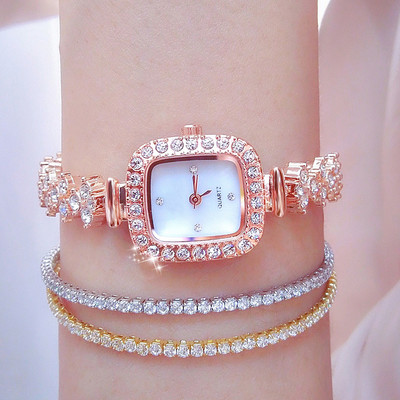 3 gab. Modes dimanta pulkstenis sievietēm Luksusa kristāla rozā zelta kvarca pulkstenis Rokas pulkstenis analogā kleita sieviešu pulkstenis sievietēm Reloj