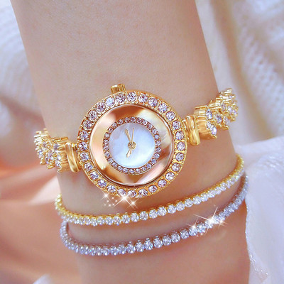 3 gab. Modes dimanta pulkstenis sievietēm Luksusa kristāla rozā zelta kvarca pulkstenis Rokas pulkstenis analogā kleita sieviešu pulkstenis sievietēm Reloj