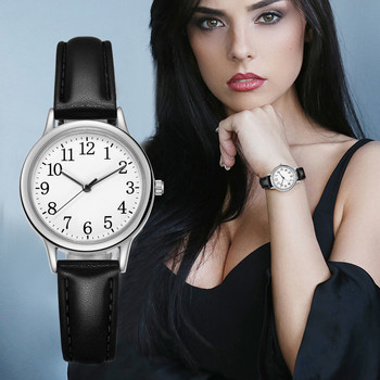 Японски механизъм Дамски кварцов часовник Лесни за четене арабски цифри Опростен циферблат PU кожена каишка Lady Candy Color