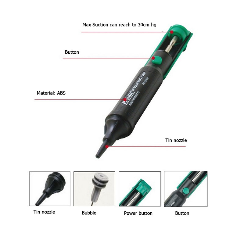 Pro`sKit Proskit 8PK-366N-G Αντλία Αποκόλλησης Αναρρόφηση Κασσίτερου Συγκόλλησης Πιστόλι Αποκόλλησης Στυλό Συγκόλλησης Δωρεάν αποστολή