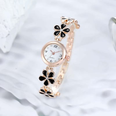 2023 Ceas de damă Lucky Flower Design Mini Quartz Stil feminin Floare Proaspătă Mic Daisy Bratara Student Ceas pentru femei
