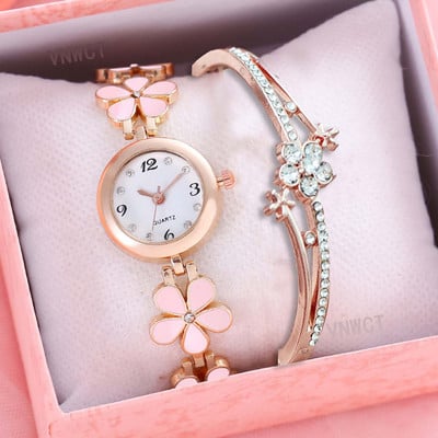 2023 Ceas de damă Lucky Flower Design Mini Quartz Stil feminin Floare Proaspătă Mic Daisy Bratara Student Ceas pentru femei