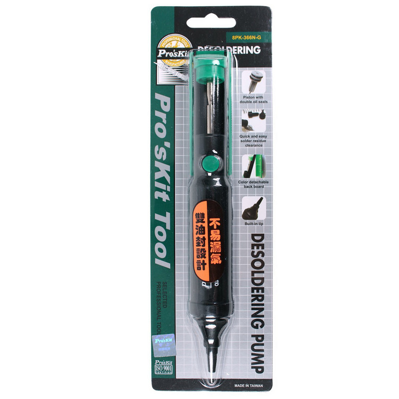 8PK-366N-G ProsKit atlodēšanas sūkņa sūkšanas skārda lodēšanas piesūcēji atlodēšanas pistole BGA PCB SMD mātesplates remontam