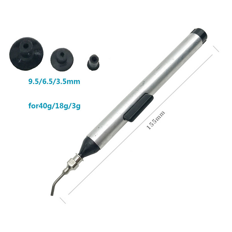 IC SMD vakuuma sūkšanas pildspalvas noņemšanas sūknis IC SMD pincetes savācējs rokas instrumenta lodēšana atlodēšanai + 3 sūkšanas galvenes