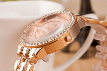 Πολυτελές Γυναικείο ρολόι από χρυσό από ανοξείδωτο ατσάλι Χαλαζία, στρατιωτικά κρύσταλλα casual ρολόγια καρπού Rhinestone Relogio Feminino