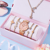 Διχτυωτό ρολόι Rose Gold Γυναικεία ρολόγια Σετ Βραχιόλι Quartz-Watches Πολυτελές ρολόι χειρός Sport Γυναικείο Casual ρολόι Dropshiping