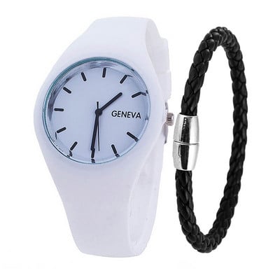 Ceasuri bărbați Brățară Cremă Moda Femei Ceas Curea din silicon Ceas simplu pentru petrecere a timpului liber Ceas Geneva Ceas bărbătesc Jelly