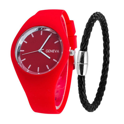 Ceasuri bărbați Brățară Cremă Moda Femei Ceas Curea din silicon Ceas simplu pentru petrecere a timpului liber Ceas Geneva Ceas bărbătesc Jelly