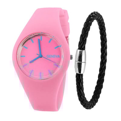 Ceasuri bărbați Brățară Cremă Moda Femei Ceas Curea din silicon Ceas simplu pentru petrecere a timpului liber Ceas Geneva Ceas bărbătesc Jelly