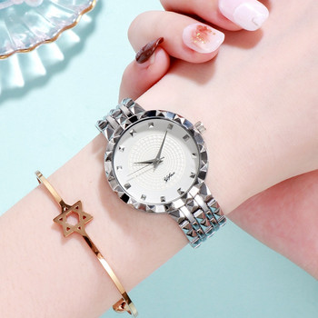 Часовници Дамска мода Луксозна дамска гривна от неръждаема стомана Часовник с кварцова рокля Ръчен часовник Feminino Reloj Mujer Ръчен за подарък