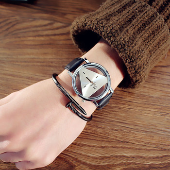 Дамски часовник Дамски ръчен кварцов модерен НОВ луксозен моден уникален триъгълен циферблат с издълбан ежедневен подарък за дамски часовници