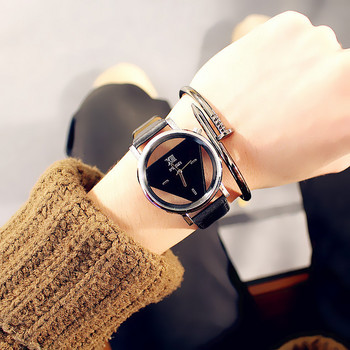 Дамски часовник Дамски ръчен кварцов модерен НОВ луксозен моден уникален триъгълен циферблат с издълбан ежедневен подарък за дамски часовници