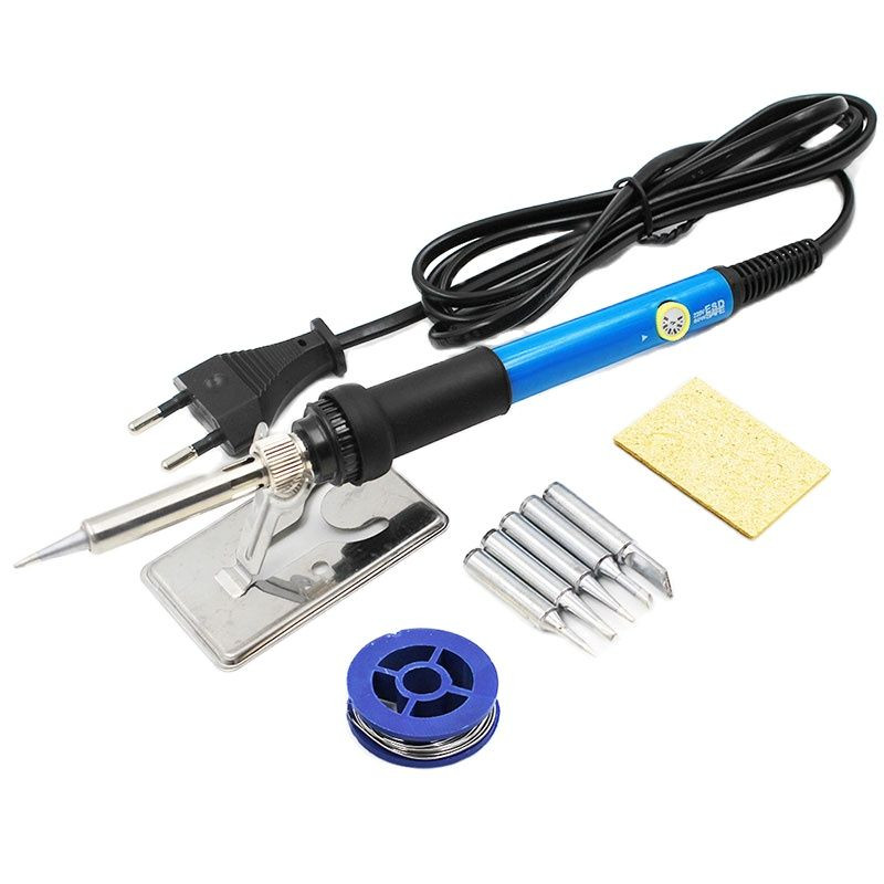 1 komplekt 5 ühes sinine 60 W reguleeritava temperatuuriga elektriline jootekolb DIY Fix tööriistakomplekt