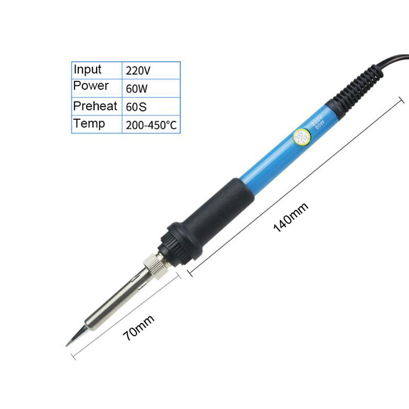 1 komplekt 5 ühes sinine 60 W reguleeritava temperatuuriga elektriline jootekolb DIY Fix tööriistakomplekt