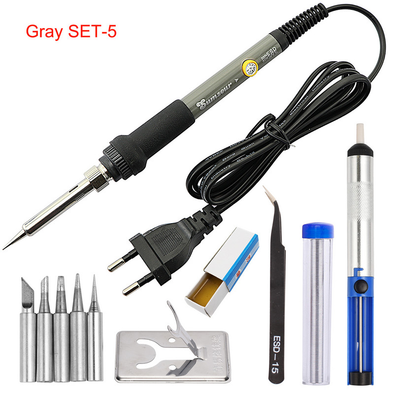 Električno lemilo 110V / 220V 60W Mini ručka s podesivom temperaturom Toplinska olovka Stanica za lemljenje s vrhovima Postolje Alati za žice