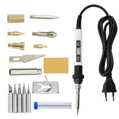 7-ühes puidust surutrükiga põletav nikerdamine pürograafia pliiatsi komplekt 60 W / 80 W reguleeritava temperatuuriga jootekolb käsitsi juhitavate tööriistade komplekt
