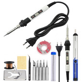 Elektriskais lodāmurs 80W regulējamas temperatūras LCD metināšanas rīks Keramikas sildītājs lodāmura galviņa atlodēšanas sūkņa komplekts