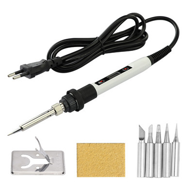 Elektriskais lodāmurs 80W regulējamas temperatūras LCD metināšanas rīks Keramikas sildītājs lodāmura galviņa atlodēšanas sūkņa komplekts