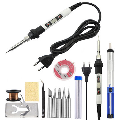Elektriskais lodāmurs 80W regulējamas temperatūras LCD metināšanas rīks Keramikas sildītājs lodāmura galviņa atlodēšanas sūkņa komplekts