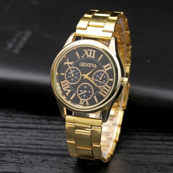 2022 Марка 3 очи Златен ежедневен кварцов часовник Дамски рокли от неръждаема стомана Relogio Feminino Дамски часовник Горещи модни разпродажби