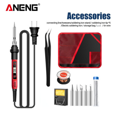ANENG SL102 60W skaitmeninis elektrinis lituoklio komplektas Reguliuojamos temperatūros suvirinimo įrankiai Stovas prie litavimo antgalio Solda