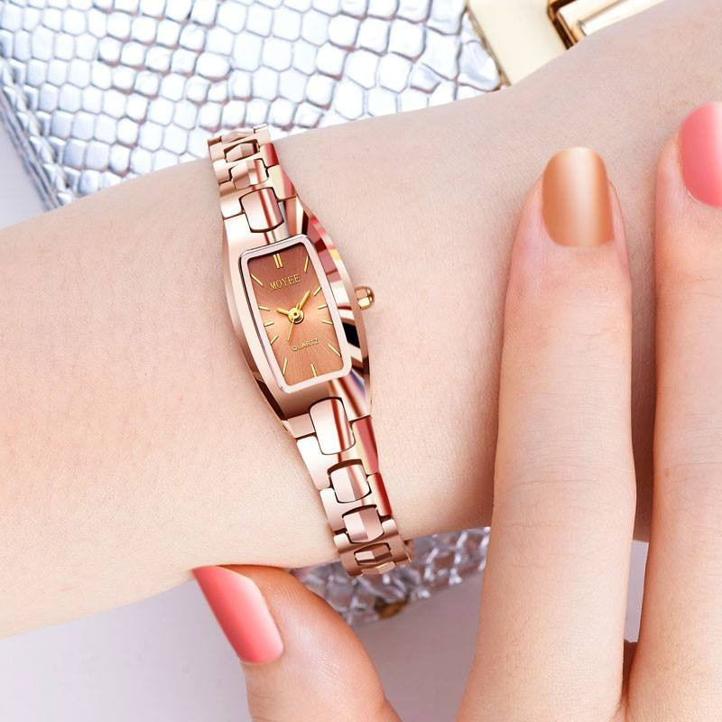 Individuāls, vienkāršs taisnstūra formas pulkstenis ar plānu siksnu, nerūsējošā tērauda kvarca sieviešu pulkstenis Eleganti, vienkārši sieviešu pulksteņi, dimants 2021