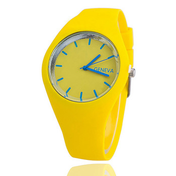 Ανδρικό ρολόι μόδας Γυναικείο Κρεμ Χρώμα Εξαιρετικά λεπτό δώρο μόδας με λουράκι σιλικόνης Leisure ρολόι Geneva Wristwatch Γυναικεία ρολόγια ζελέ