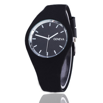 Ανδρικό ρολόι μόδας Γυναικείο Κρεμ Χρώμα Εξαιρετικά λεπτό δώρο μόδας με λουράκι σιλικόνης Leisure ρολόι Geneva Wristwatch Γυναικεία ρολόγια ζελέ
