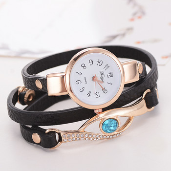 Сладък марков часовник Дамски луксозни часовници със скъпоценни камъни със златни очи Дамски златни гривни Подарък за Хелоуин Кожени кварцови ръчни часовници