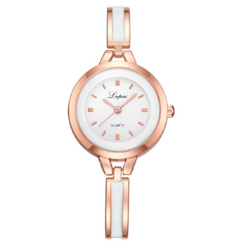 Маркови часовници Lvpai Дамски луксозни розово злато, сребърна гривна, ръчен часовник, дамски сплав, прости ежедневни кварцови часовници, часовник