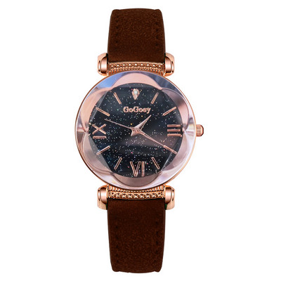 Luxus egyéniség női karóra Romantikus csillagos égbolt karóra bőr szíj női kristály csillagos égbolt karóra Szirom szilvavirág tárcsa