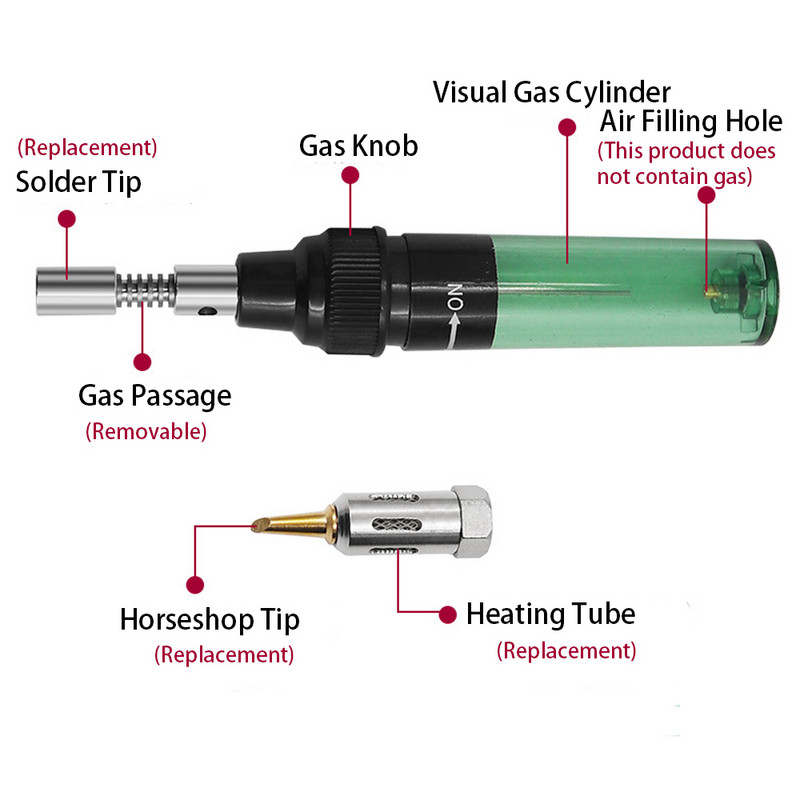 3 in 1/4 IN 1 pārnēsājams bezvadu 1300 Celsija butāna gāzes lodāmura komplekts. Bezvada butāna uzgaļa instrumenta pūšamā degļa gāzes gludeklis