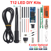 Elektriskās vienības digitālās lodāmura stacijas temperatūras regulatoru komplekti HAKKO T12 roktura komplektiem ar LED vibrācijas slēdzi