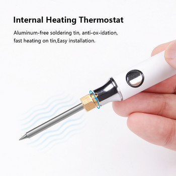 Γνήσιο σετ 8W USB κολλητήρι ρυθμιζόμενης θερμοκρασίας Θέρμανση κεραμικού πυρήνα Φορητά εργαλεία επισκευής συγκόλλησης στο σπίτι