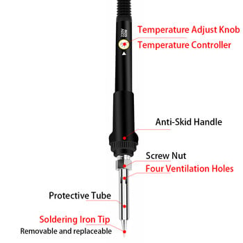 Мини поялник, регулируема температура, електрически поялник, преработваща станция, мини дръжка, топлинен молив, инструменти за заваряване, ремонт, 60 W