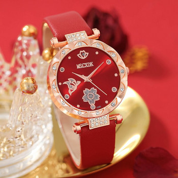 5 τμχ Κοσμήματα ρολόι Quartz με κοσμήματα με κουτί δώρου Γυναικείο ρολόι με στρας διπλό κολιέ καρδιές Σετ σκουλαρίκια βραχιόλι