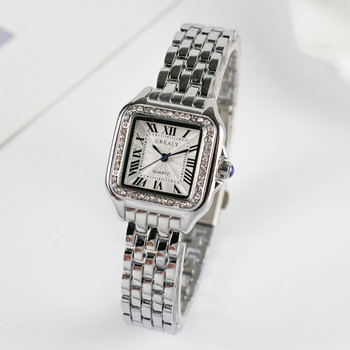 Дамски модни квадратни часовници 2021 Марка Дамски кварцов ръчен часовник Класически сребърен прост Femme Часовник със стоманена лента Zegarek Damski