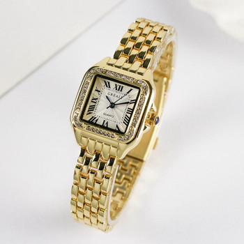 Дамски модни квадратни часовници 2021 Марка Дамски кварцов ръчен часовник Класически сребърен прост Femme Часовник със стоманена лента Zegarek Damski