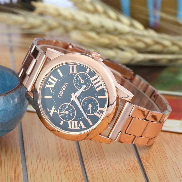 2021 Нова марка 3 очи Златни женевски ежедневни кварцови часовници Дамски рокли от неръждаема стомана Relogio Feminino Дамски часовник Гореща разпродажба