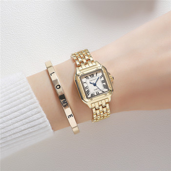 Γυναικεία τετράγωνα ρολόγια μόδας Λουράκι από χρυσό κράμα 2023 Πολυτελή γυναικεία ρολόγια χειρός Quartz Ποιότητες Γυναικείο Ρολόι Ρωμαϊκής Ζυγαριάς