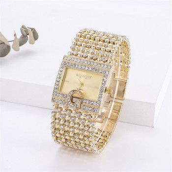 Απλό τετράγωνο χρυσό γυναικείο ρολόι Μόδα Κλασικό κράμα διαμαντιών βραχιόλι Γυναικείο ρολόι Χρυσό ασημί διαμάντι ζυγαριά καντράν Quartz Reloje