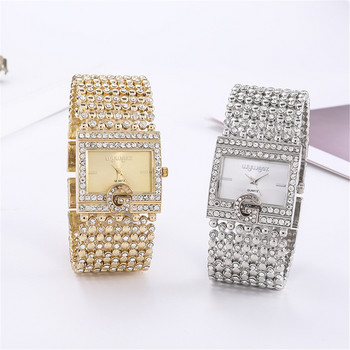 Обикновен квадратен златен дамски часовник, моден класически сплав, диамантена гривна, дамски часовник, златен, сребърен диамантен циферблат, кварцов реле