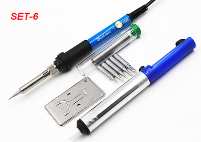 Priză UE 60W 220V 110V Temperatură reglabilă Kit fier de lipit Sfaturi Pompă de desopit Stand Pensetă Cutie de sârmă de lipit