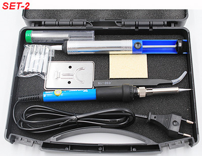 Priză UE 60W 220V 110V Temperatură reglabilă Kit fier de lipit Sfaturi Pompă de desopit Stand Pensetă Cutie de sârmă de lipit